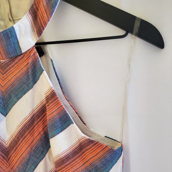 Crystal Sky White and Multi Colored Stripped Halter Back Zip-Up Romper Size S - Picture 4 of 16